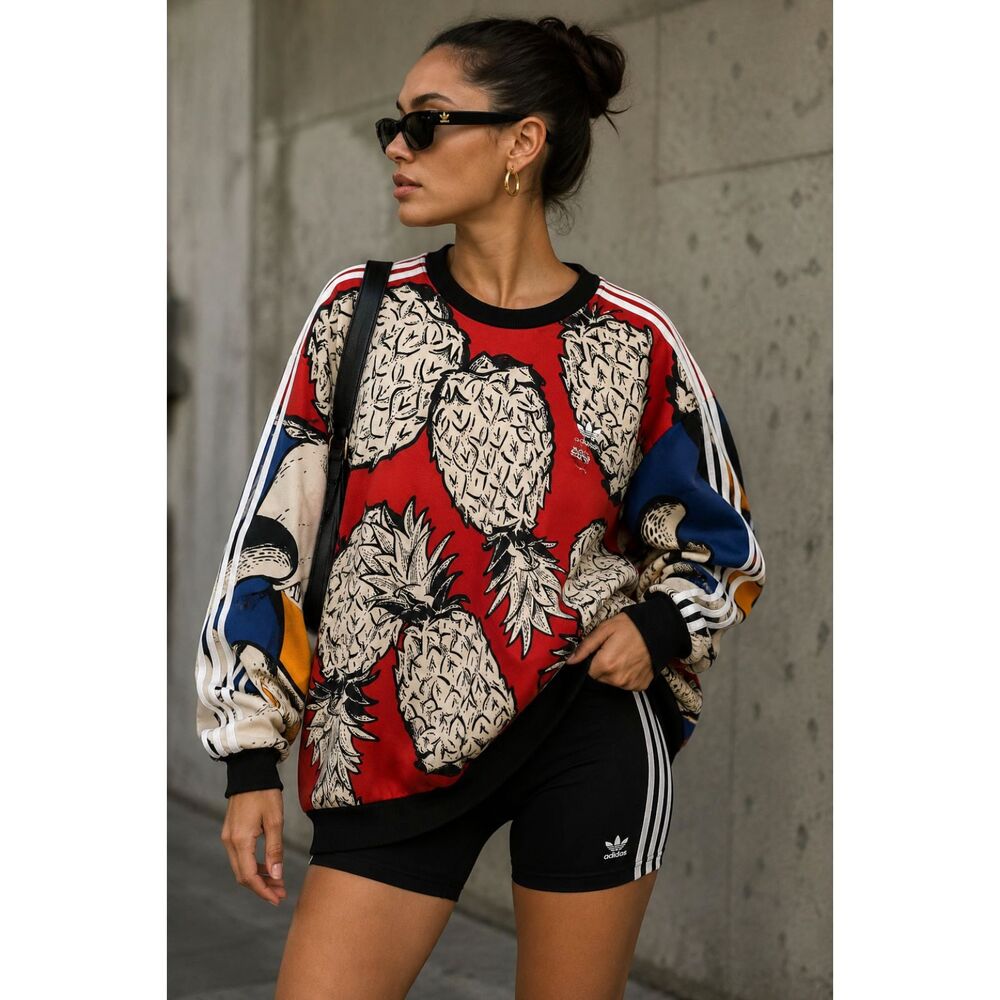 Adidas X Farm Rio Oversized Pineapple Pullover Sweatshirt Top Women's Sz Medium